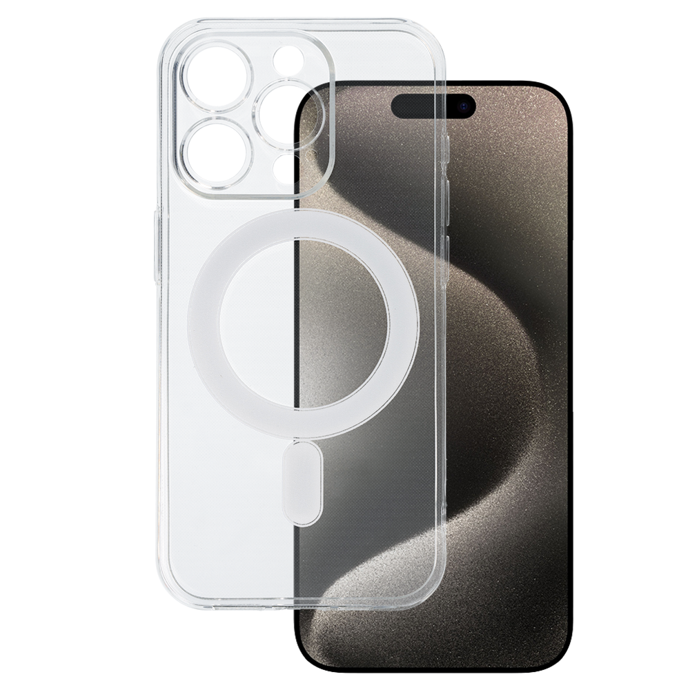 Aizsargvāciņš iPhone 15 Pro – TEL PROTECT MagSilicone, caurspīdīgs