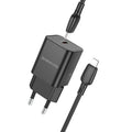 Uzlādes adapteris Borofone Wall charger BN13 Safety GaN - Type C - PD 30W with Type C to Lightning cable black