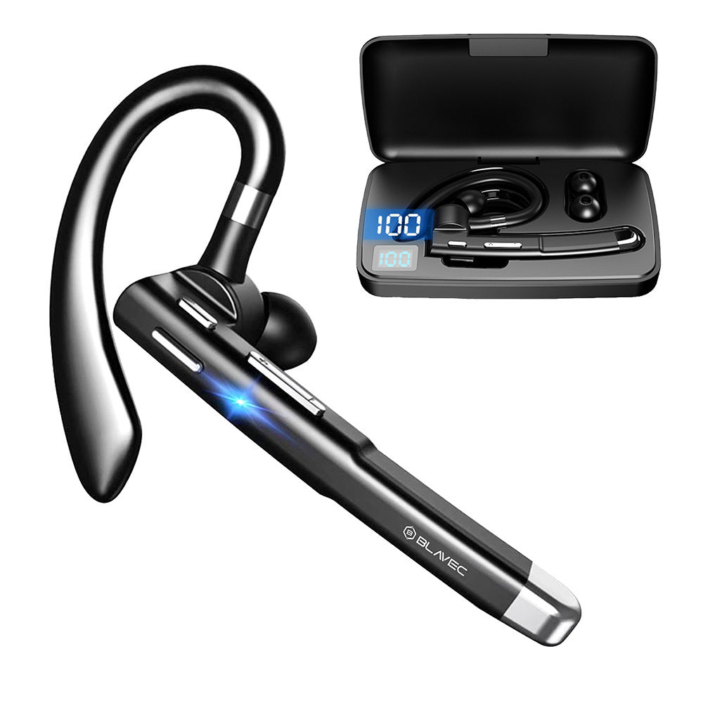 Bluetooth brīvroku austiņa Blavec Discover 55 Multipoint ar 500 mAh uzlādes futrāli, melna