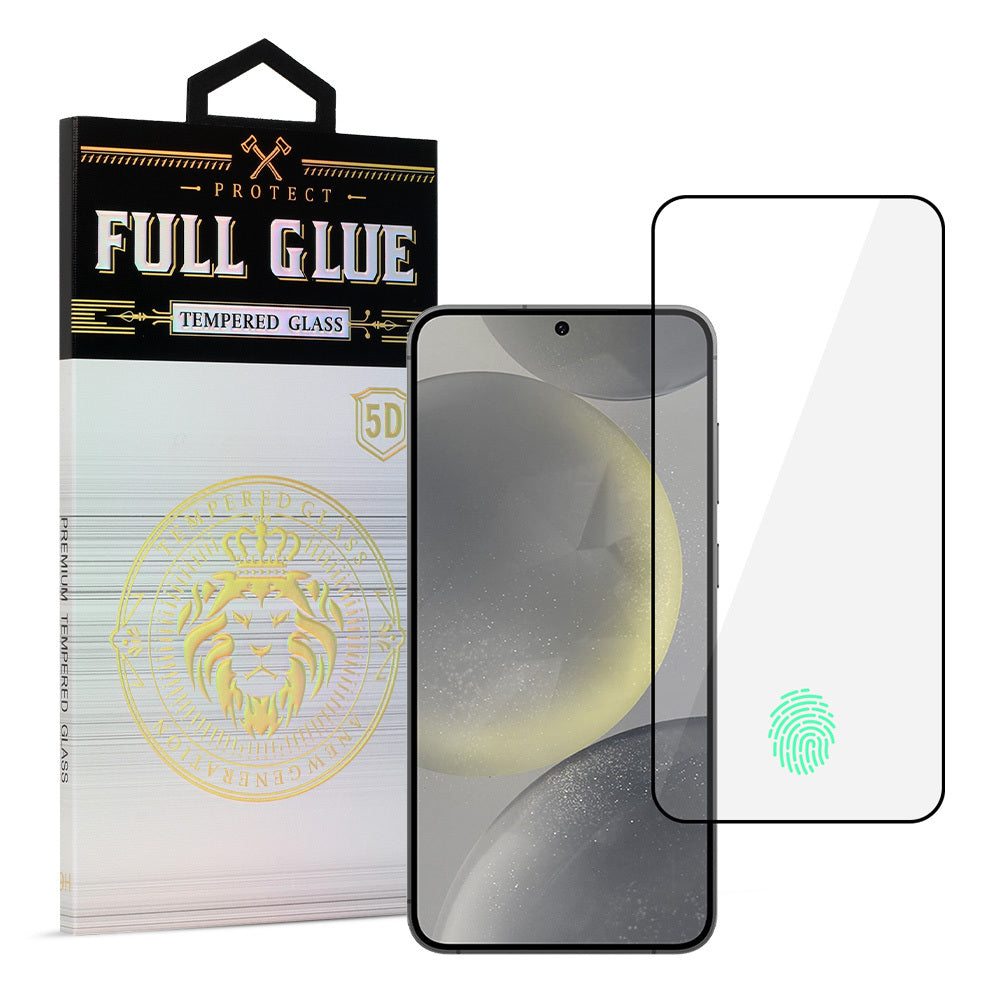 Aizsargstikls Samsung GALAXY S24 – HARD Full Glue 5D (with fingerprint unlock), melns