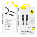 Kabelis Blavec Cable Raptor braided - Type C to Type C - PD 60W 3A 0,5 metres Apple CarPlay/Android Auto (CRA-CC3BG05) black-grey