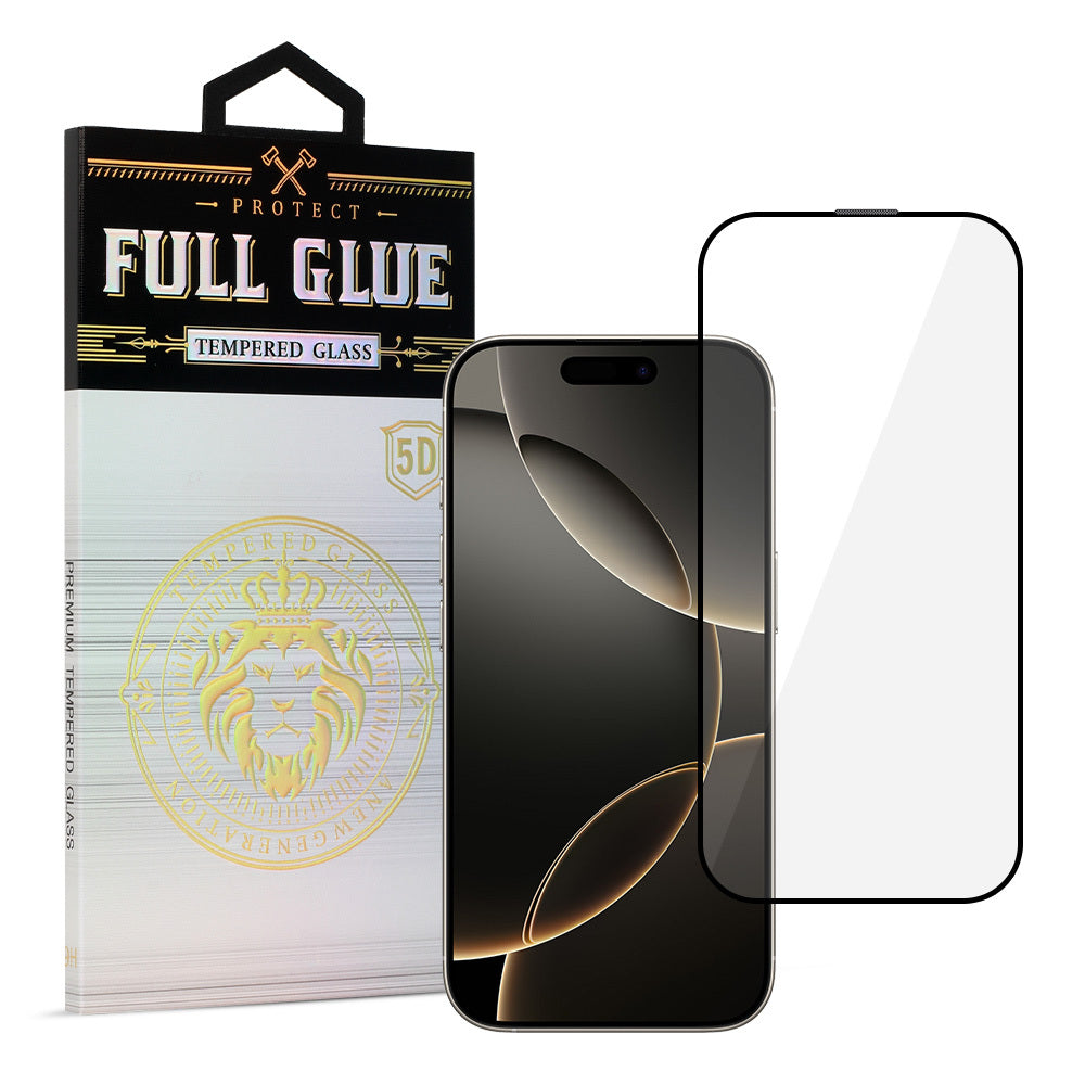 Aizsargstikls iPhone 16 PRO/17 – HARD Full Glue 5D, melns