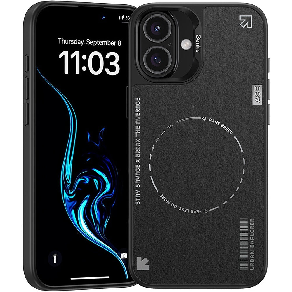 Aizsargvāciņš iPhone 16 – Benks Dynamic Minimalist, melns