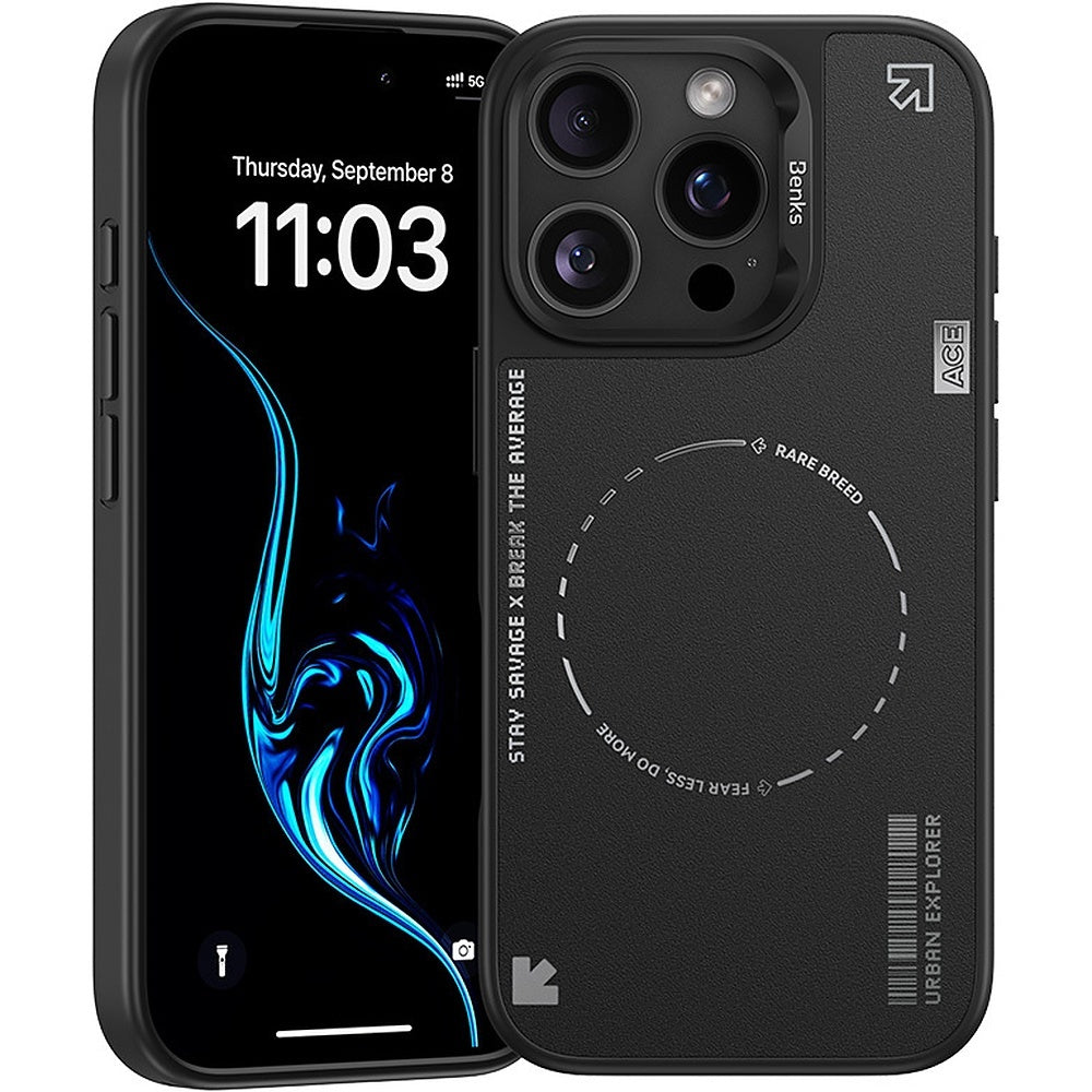 Aizsargvāciņš iPhone 16 Pro – Benks Dynamic Minimalist, melns