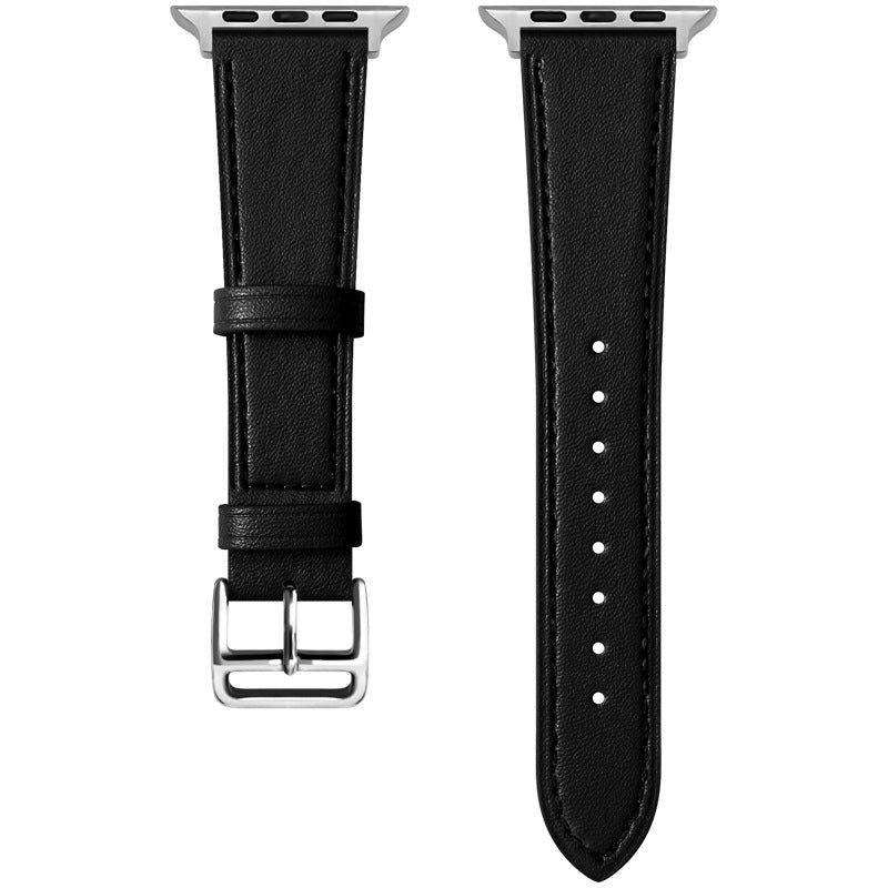 Ādas siksniņa Apple Watch 42/44/45/49 mm – melna